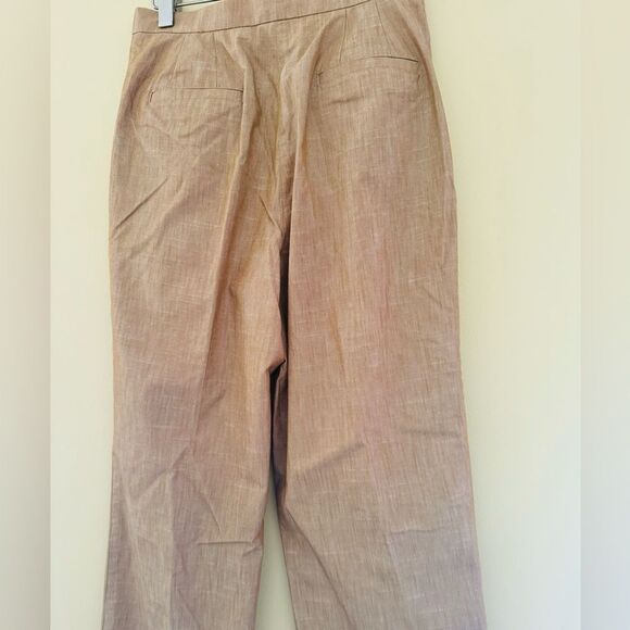 Wide-Leg High-Rise Linen Blend Pants - Tan - Picture 3 of 8